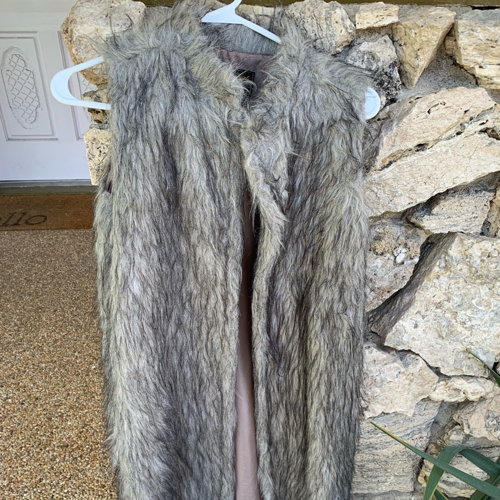 Long faux fur vest